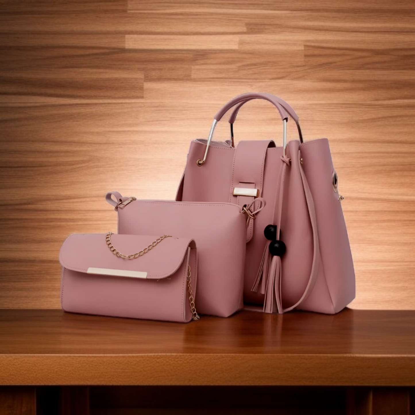 Ladies 3 PCS Synthetic Leather Handbags Set