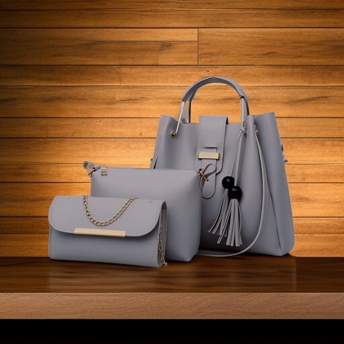 Ladies 3 PCS Synthetic Leather Handbags Set