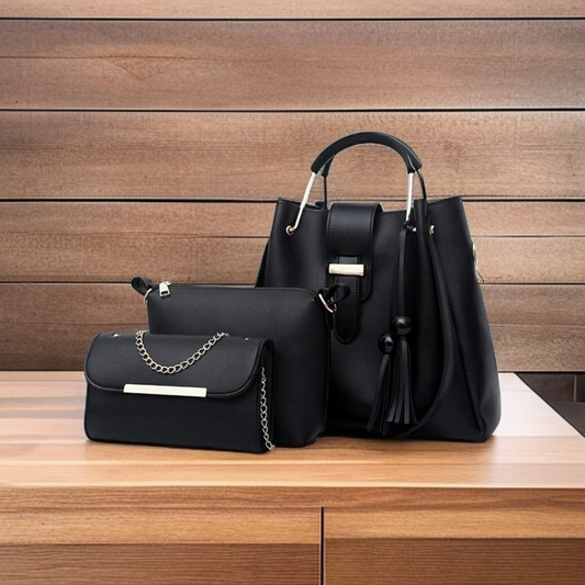 Ladies 3 PCS Synthetic Leather Handbags Set